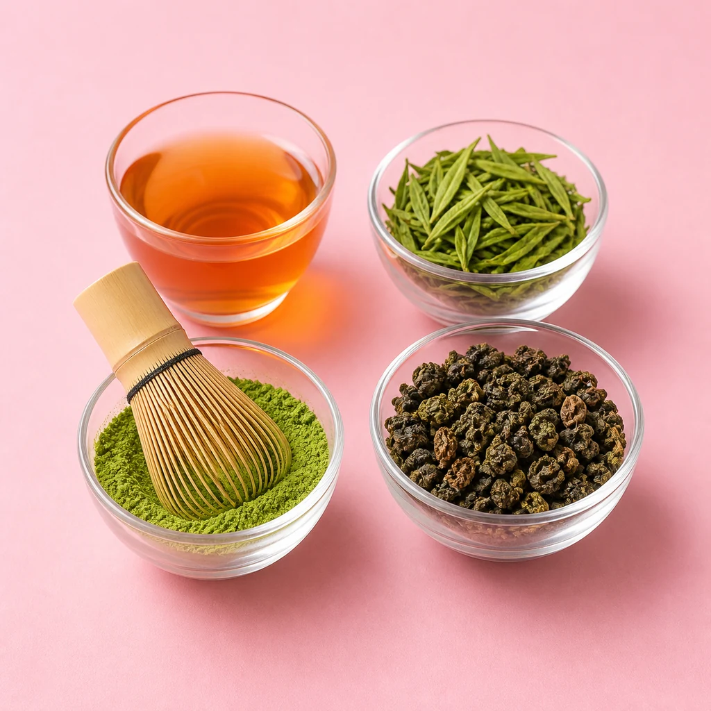 Thé noir, thé vert, matcha et oolong